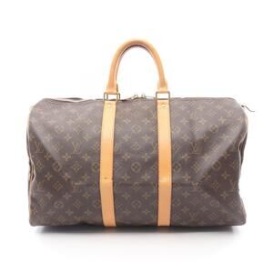 Louis Vuitton Keepall Boston Bag Canvas Leather Monogram Brown